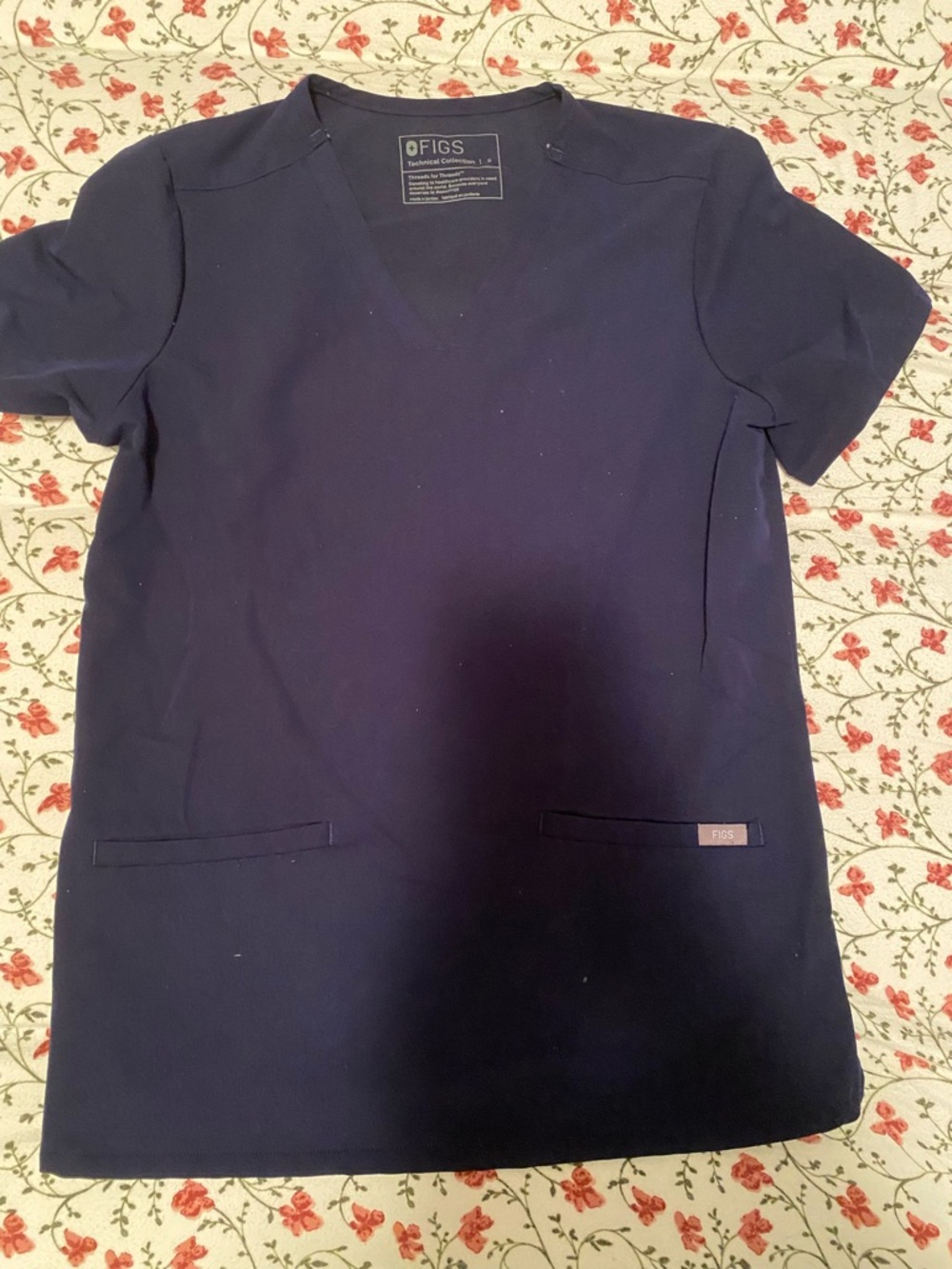 FIGS Navy V-Neck Scrub Top